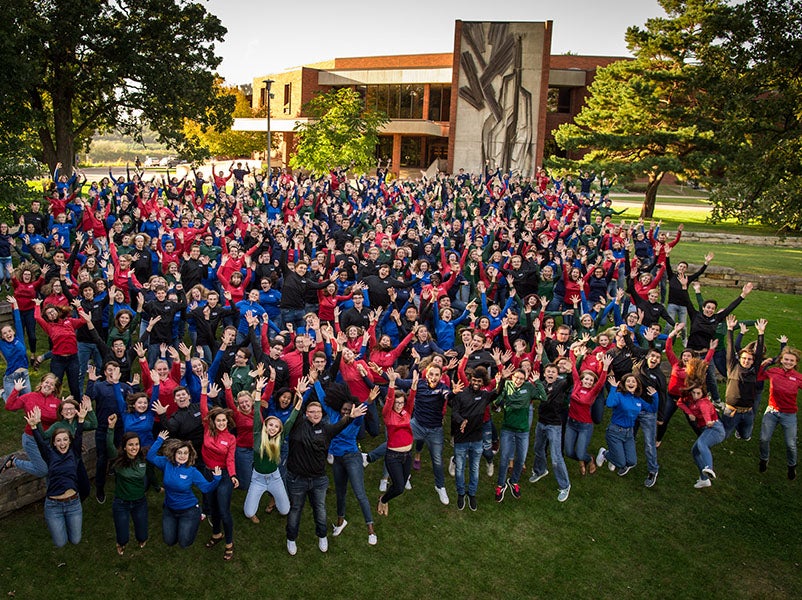 Student musicians take one big group photo
