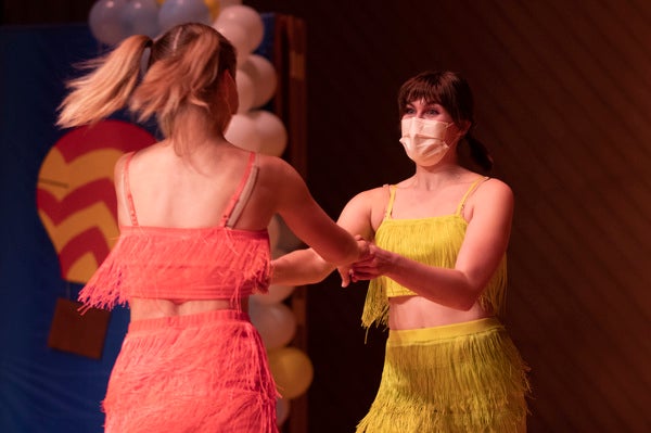 Sadie Pichelmann ('23) and Laura Stefan ('23) performing their Hustle showcase.