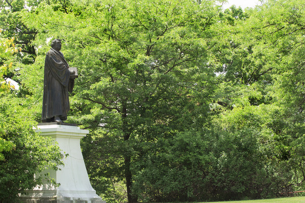 a statue on the Luther College campus