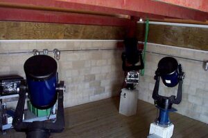 telescopes inside the Rooftop Observatory at Luther College