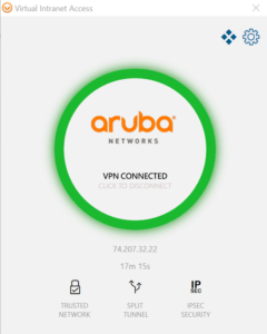 A popup window with a green circle which says "VPN Connected"
