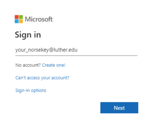 Initial sign-in prompt for Microsoft Office