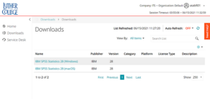 The "Downloads" section of help.luther.edu. There is a table which includes links for the SPSS downloads.