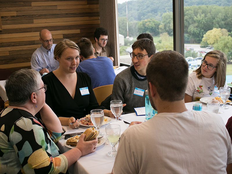 prospective students at a meet and greet luncheon