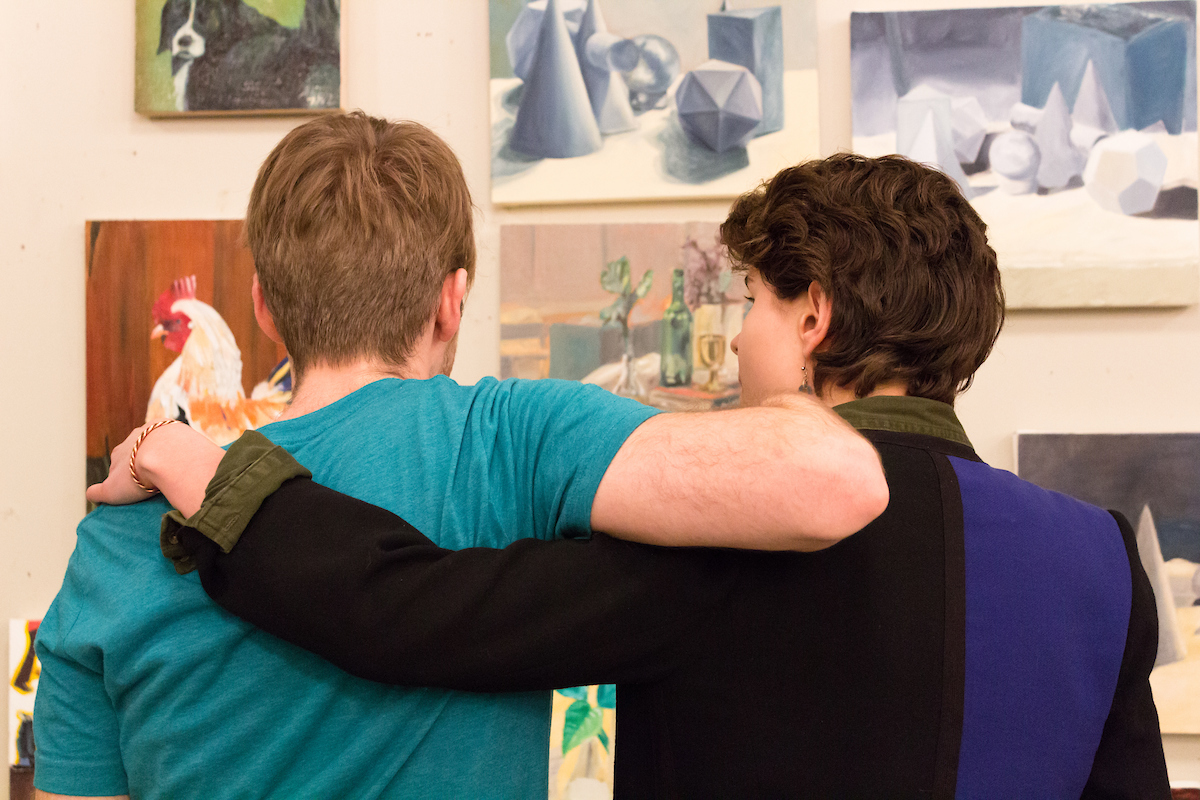 Two Students Looking at Art