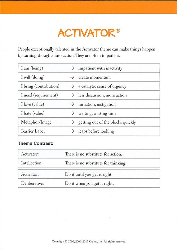 Definitions and insights of an activator