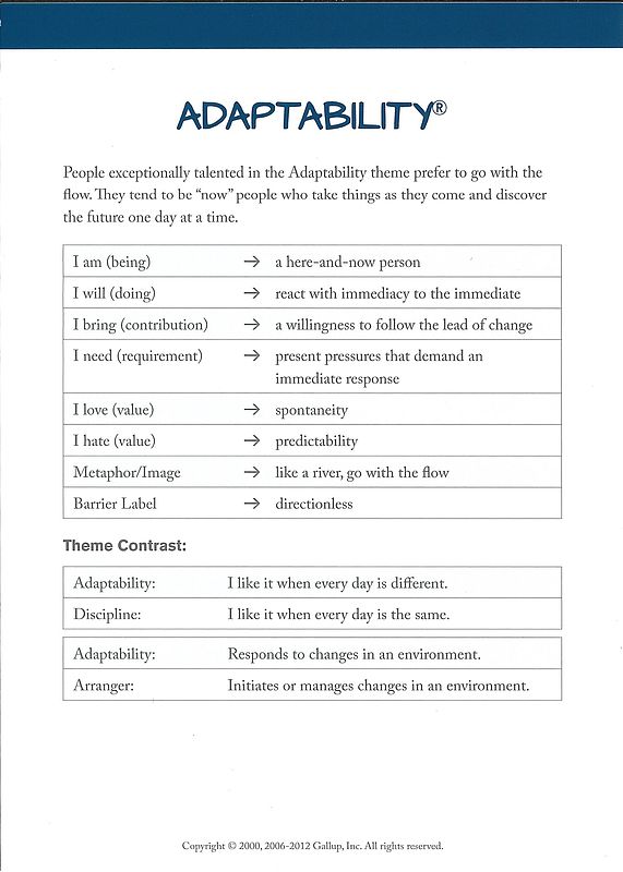 Definitions and insights of an adaptability