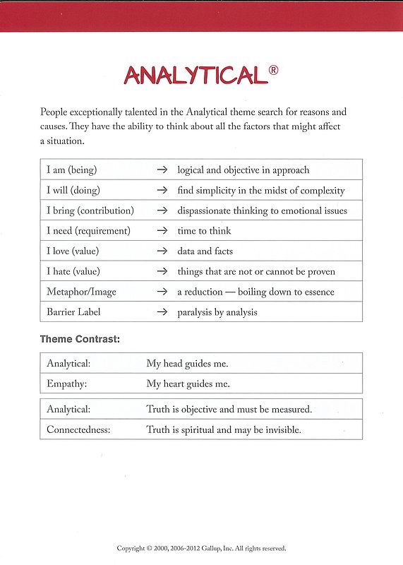Definitions and insights of an analytical