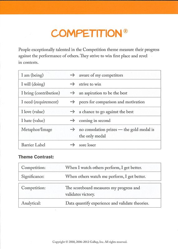 Definitions and insights of an competition theme