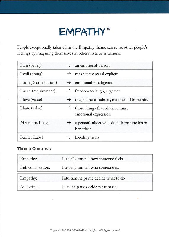 Definitions and insights of an empathy theme