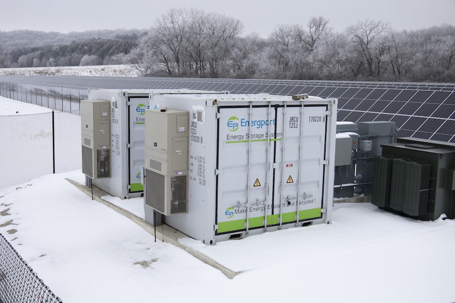 Picture of solar panel plot with storage power 
