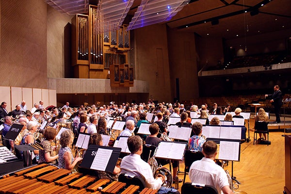 Band performs in the Center for Faith and Life at Luther College. 