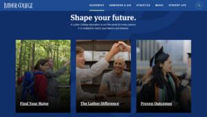 a screenshot of the bottom of Luther College's homepage on Oct. 4, 2023