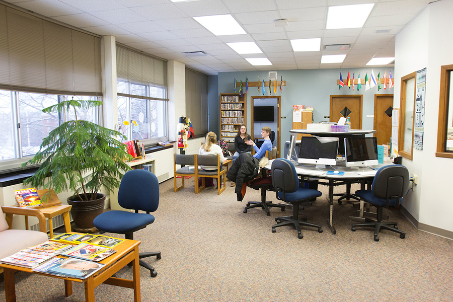 Study room in the Luther College Language Learning Center.