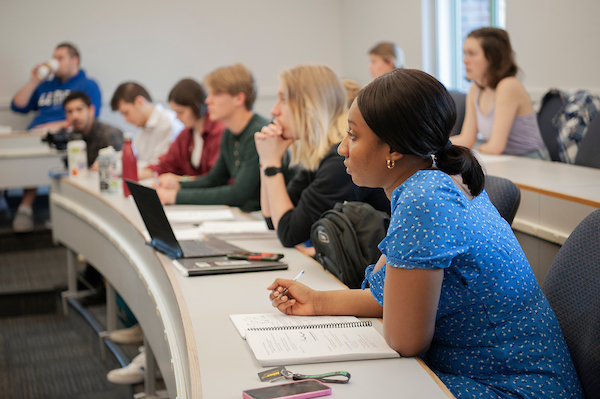 Luther College students attending class.
