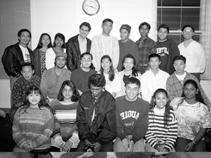 A group of students posing in rows