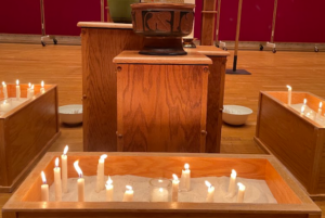 Candles burning at chapel