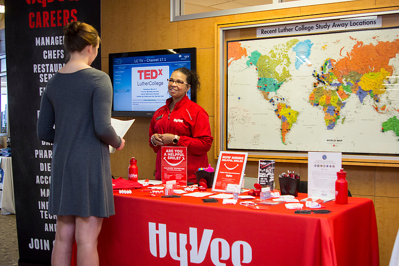 many career booths set up for students