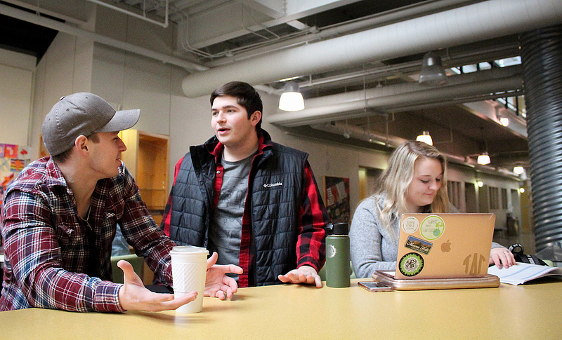 students socialize and prepare for upcoming classes at Center For The Arts (CFA)