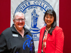 President Jenifer K. Ward and Ellie (Stack) Shaw, Luther College class of 1994
