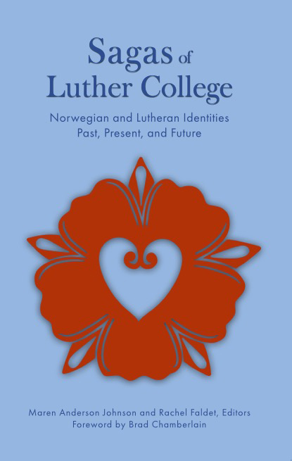 Book cover with a red heart and flower design on a blue background