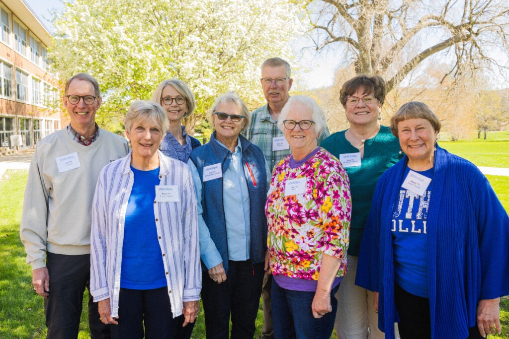 Joe Lindsay, Mona (Feller) Nelson, Ellen Quandahl, Ann (Christensen) Beatty, Dave Peterson, Liza Alton, Kris (Silseth) Peterson, Becky (Wieck) Curtis, May 2025
