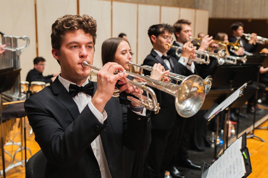 trumpet players perform
