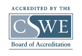 Logo reading "Accredited by the CSWE Board of Accreditation"