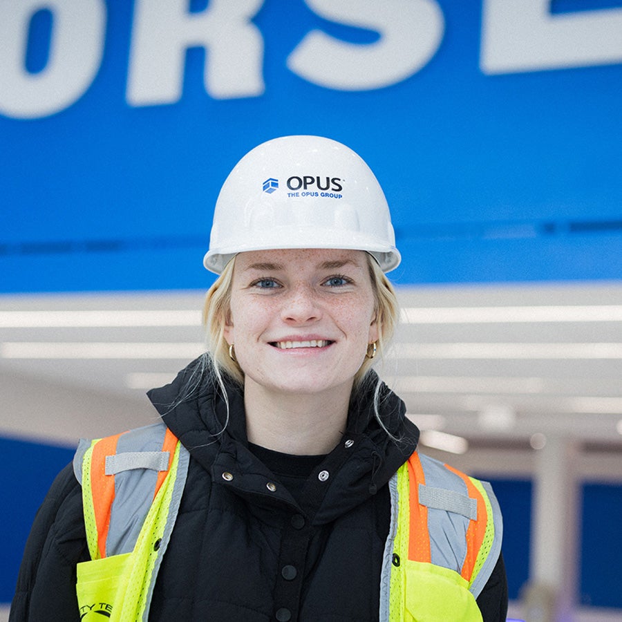 Zoe Verhey ’26 wearing hard hat