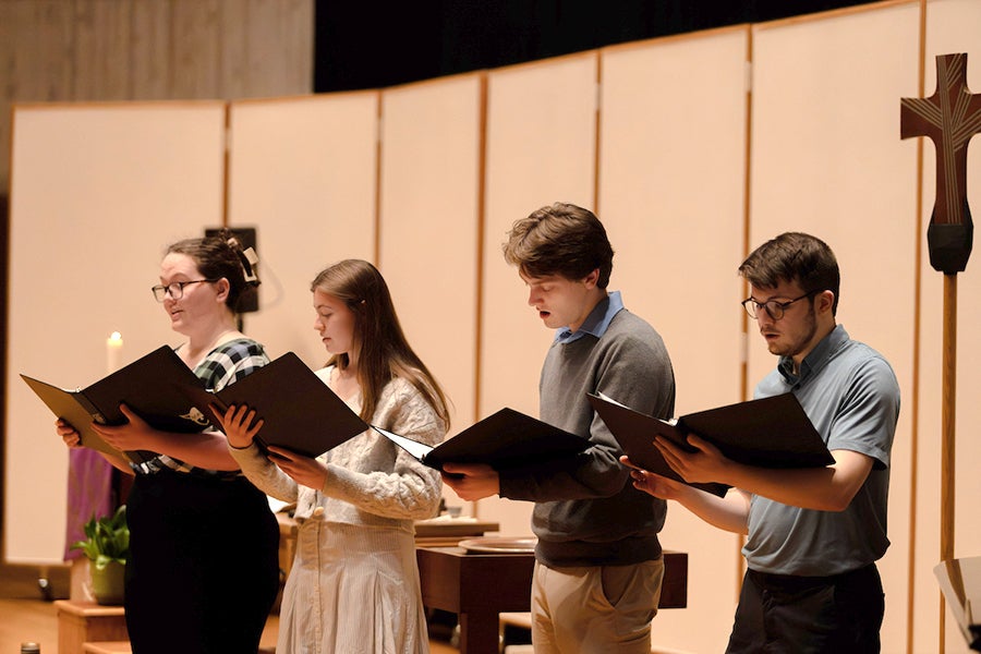 Student musicians sing at Ash Wednesday Worship service