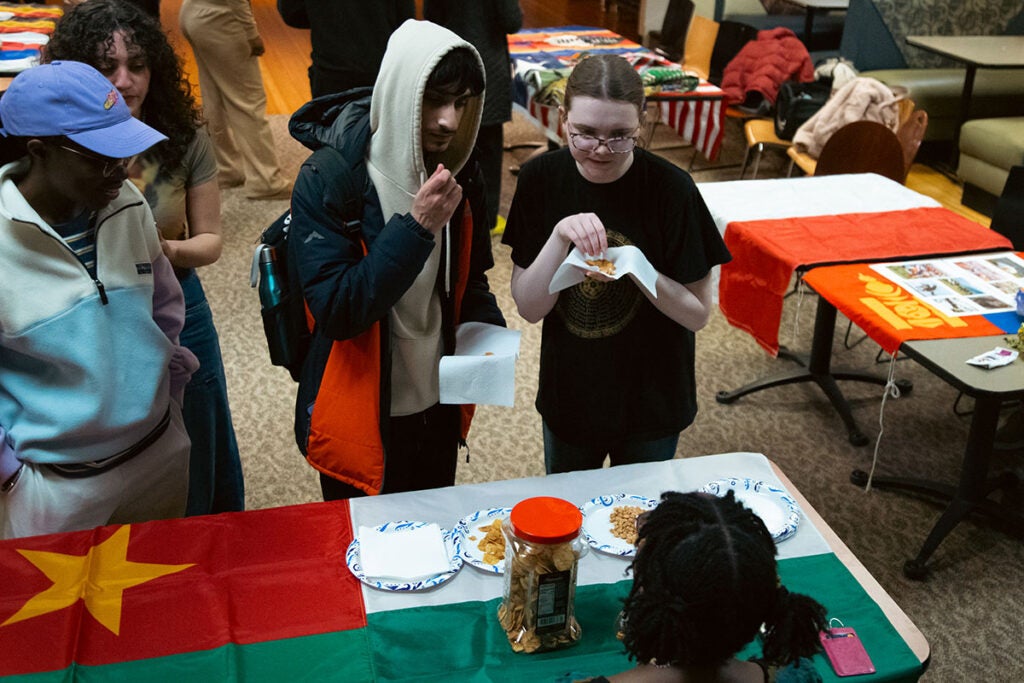Students tasting some food