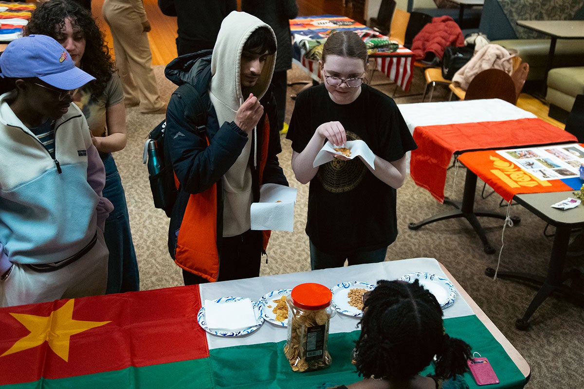 Students tasting some food