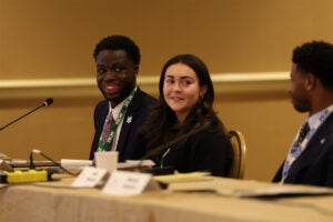 panel of three student-athletes at NCAA national convention