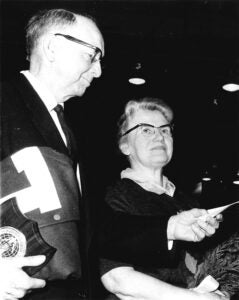 Black and white photo of Coach Pete and his wife Thelma in 1965