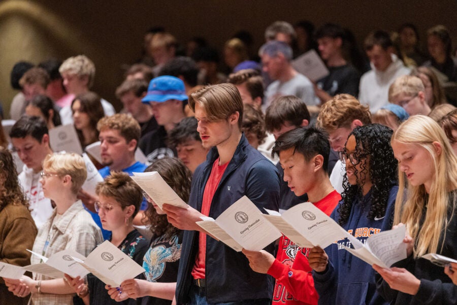 Luther College students sing at the 2025 Opening Conovcation