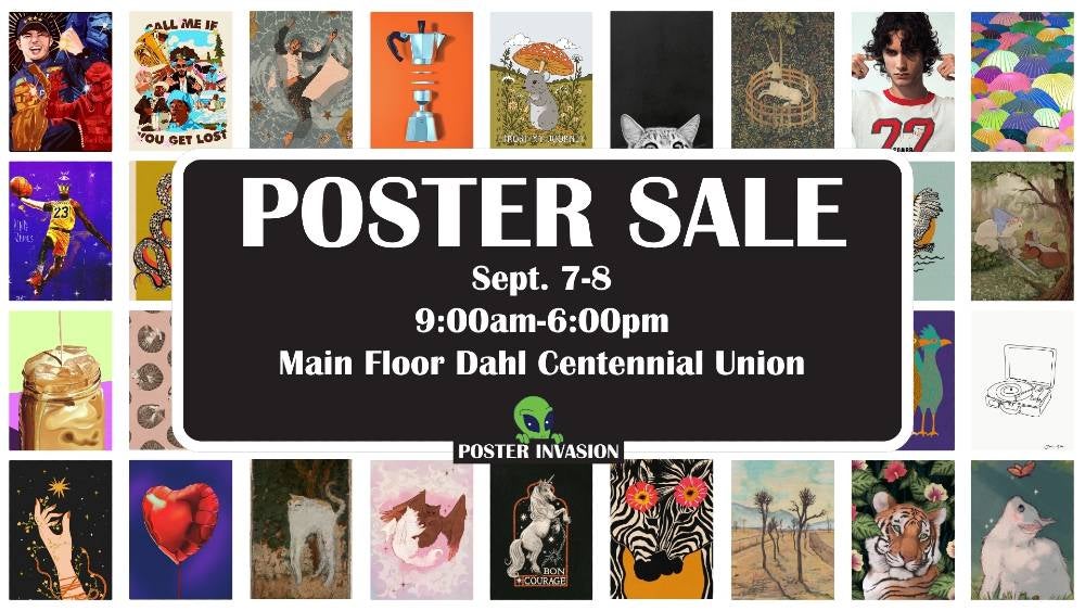 A variety of posters to advertise a poster sale