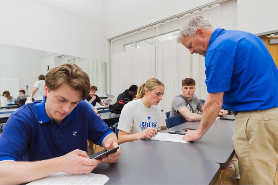 Students working with Brian Solberg