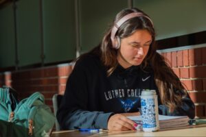 Student studying on campus